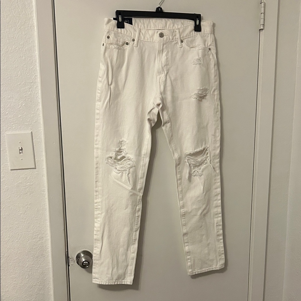 Abercrombie & Fitch White Distressed Jeans